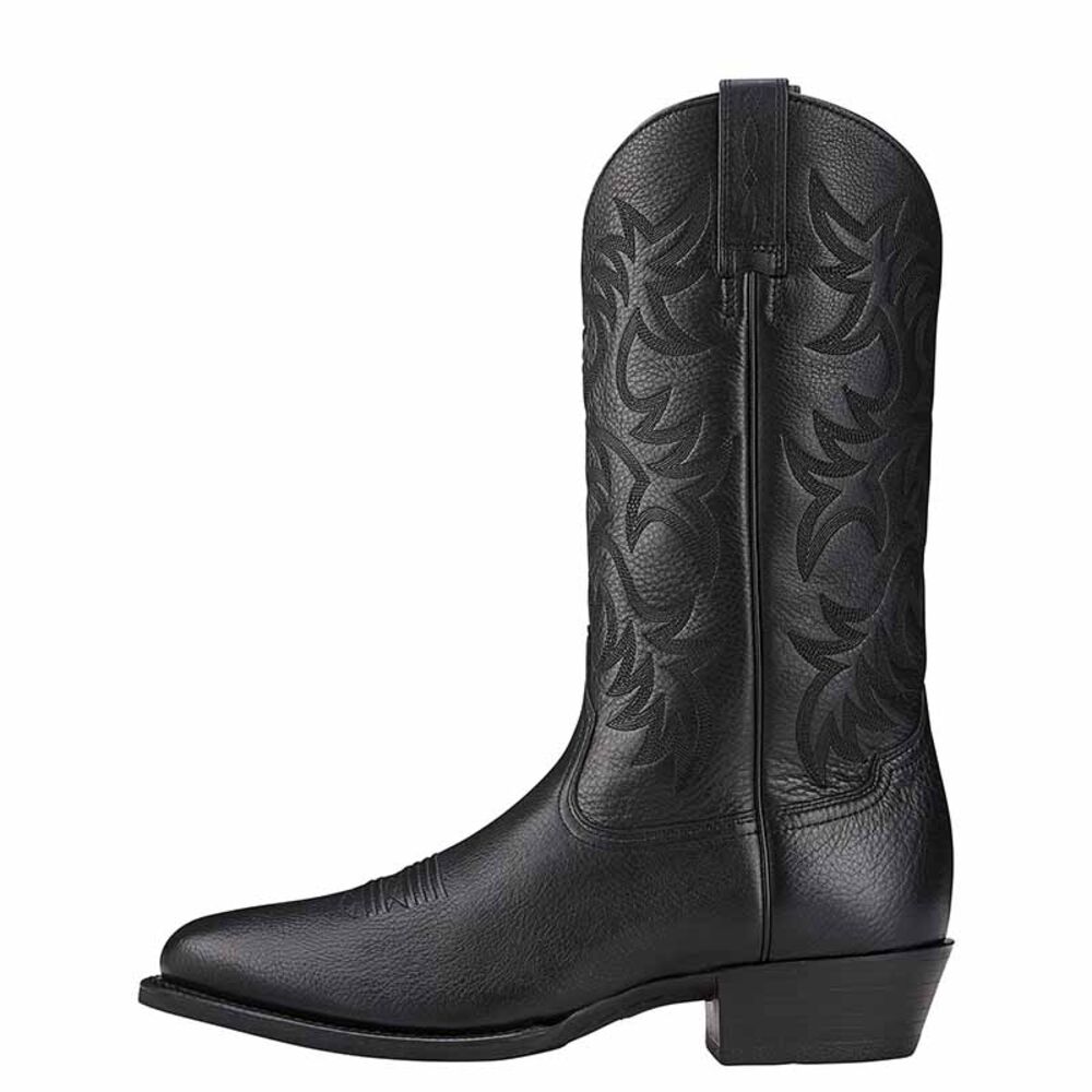 image of Men's Heritage R Toe Western Boot - Black DeerTan