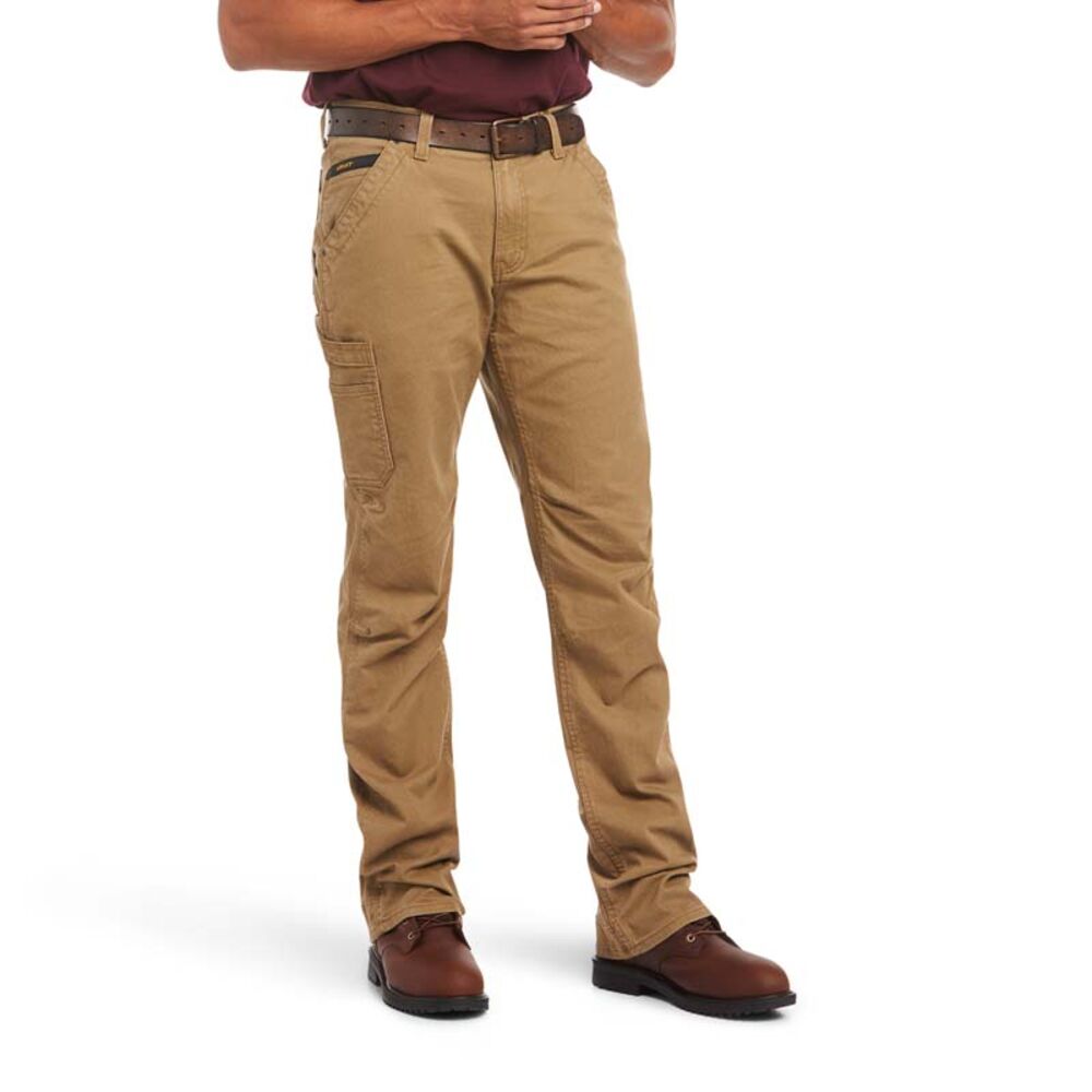 image of Men's Rebar M4 Relaxed DuraStretch Washed Twill Dungaree Boot Cut Pant, Field Khaki