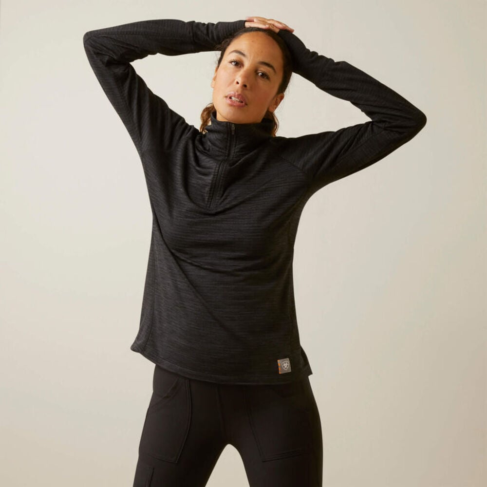 image of Women's Rebar Gridwork 1/4 Zip Baselayer, Black