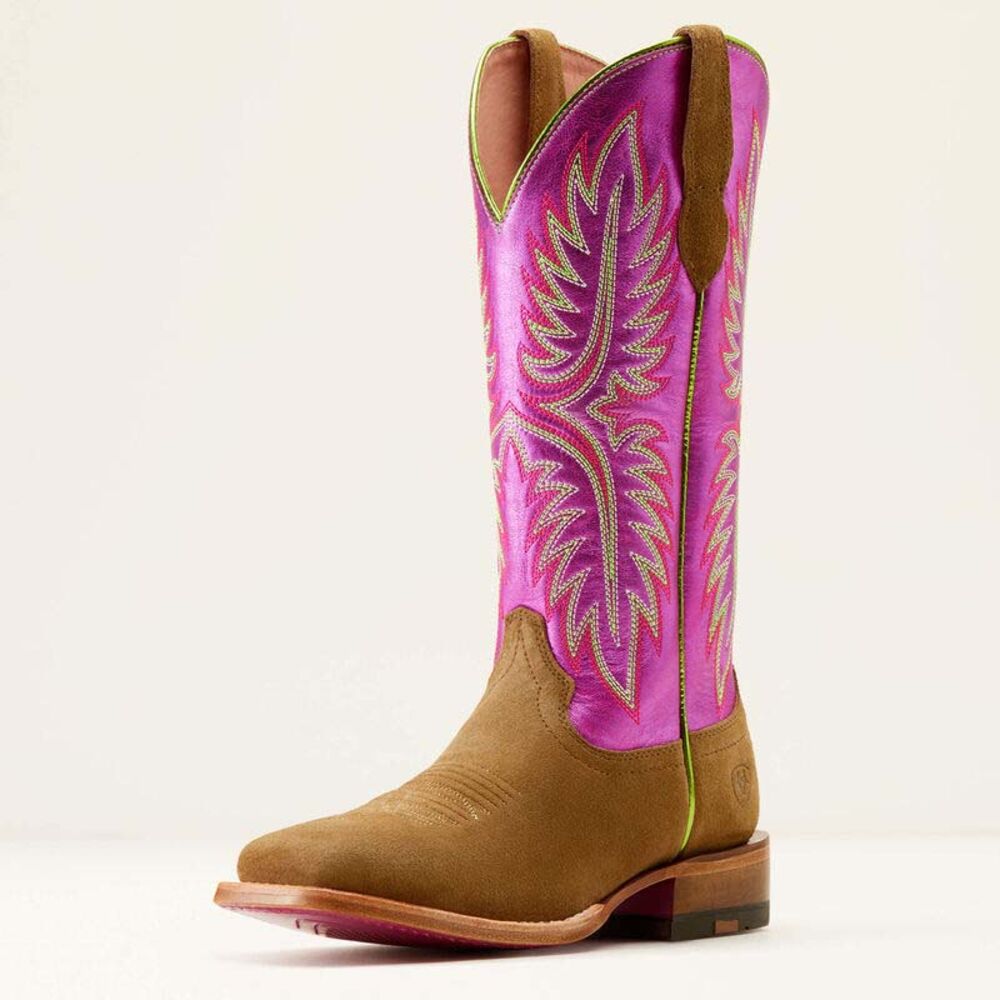 image of Women's Frontier Calamity Jane Western Boot, Dijon Roughout/Electric Raspberry