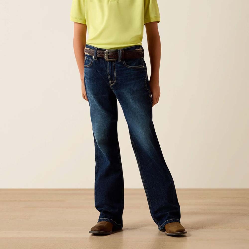 image of Boys' B4 Mid Rise Relaxed Fit Boot Cut Jean, Pima