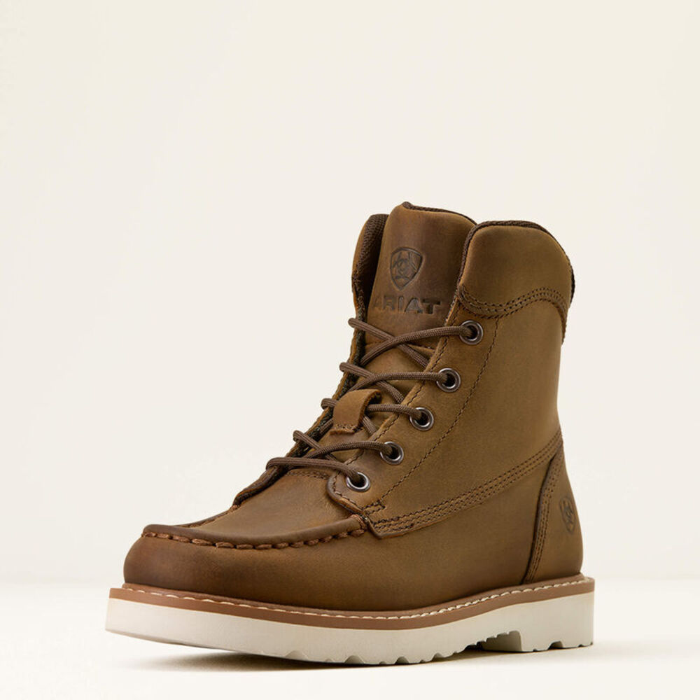 image of Kids' Lift Lacer Moc Toe Boot, Distressed Brown