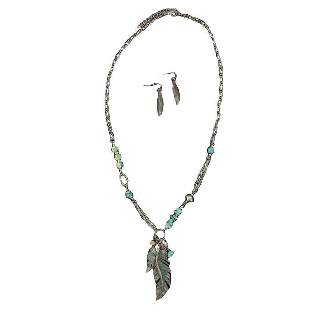 image of Beaded Feather Jewelry Set
