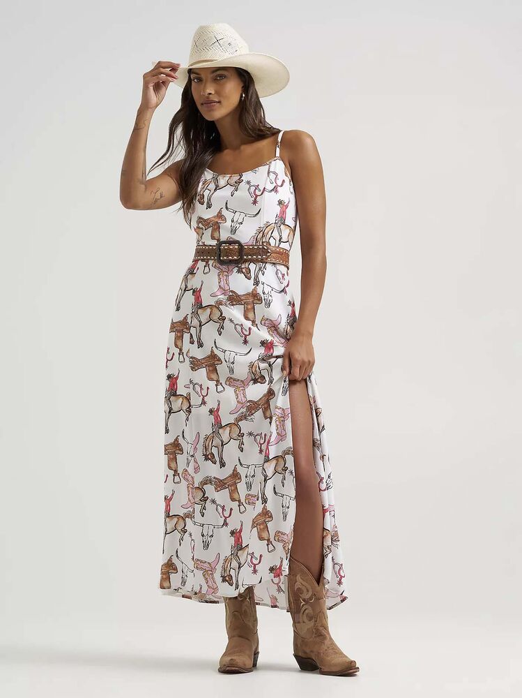 image of Women's Western Tank Maxi Dress, White