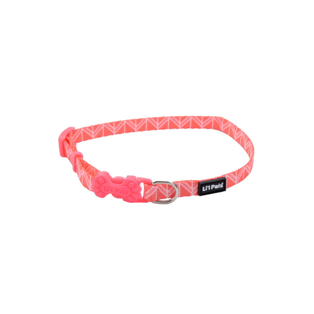 image of Adjustable Patterned Pet Collar - Pink Tribal Chevron, XS