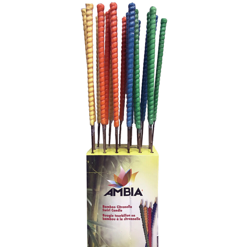 image of Assorted Bamboo Citronella Swirl Candle (Color May Vary)