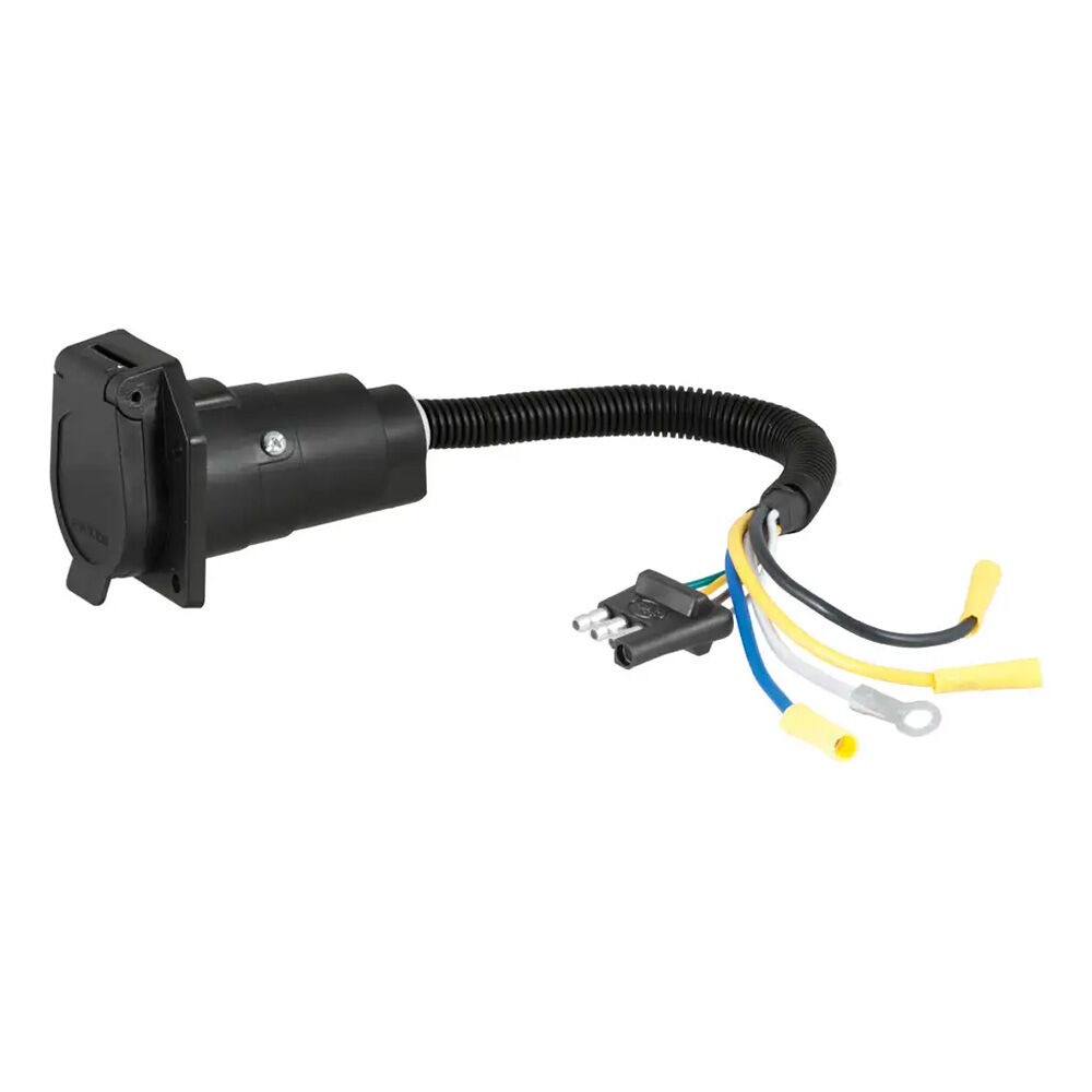 image of 4-Way Flat Vehicle to 7-Way RV Blade Trailer Electrical Adapter
