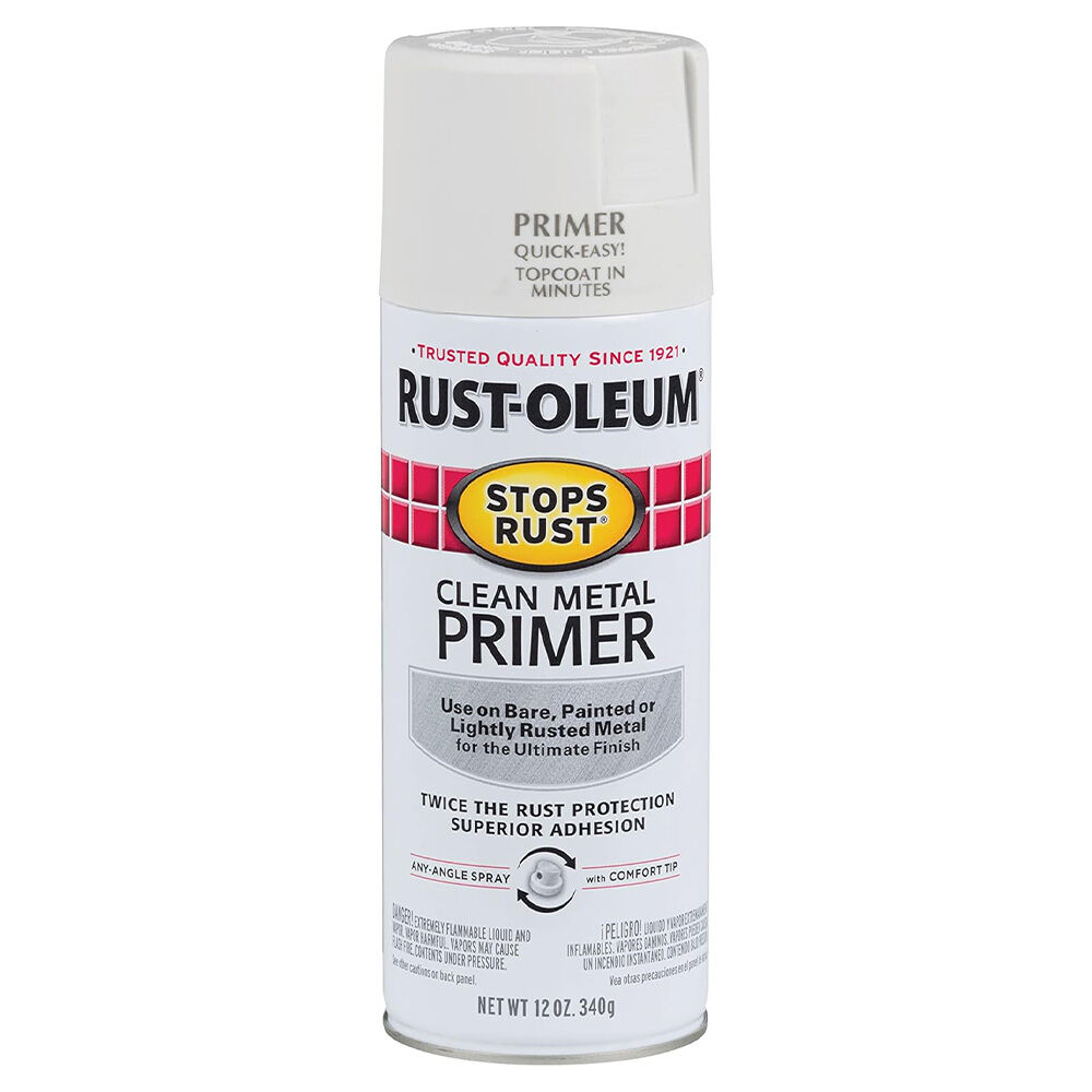 image of Stops Rust Clean Metal Primer Spray Paint, 12 oz, Flat White