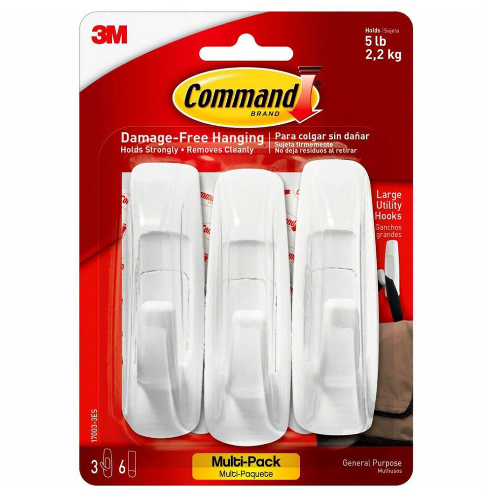 image of Command Large White Hanging Hooks, 3 pk