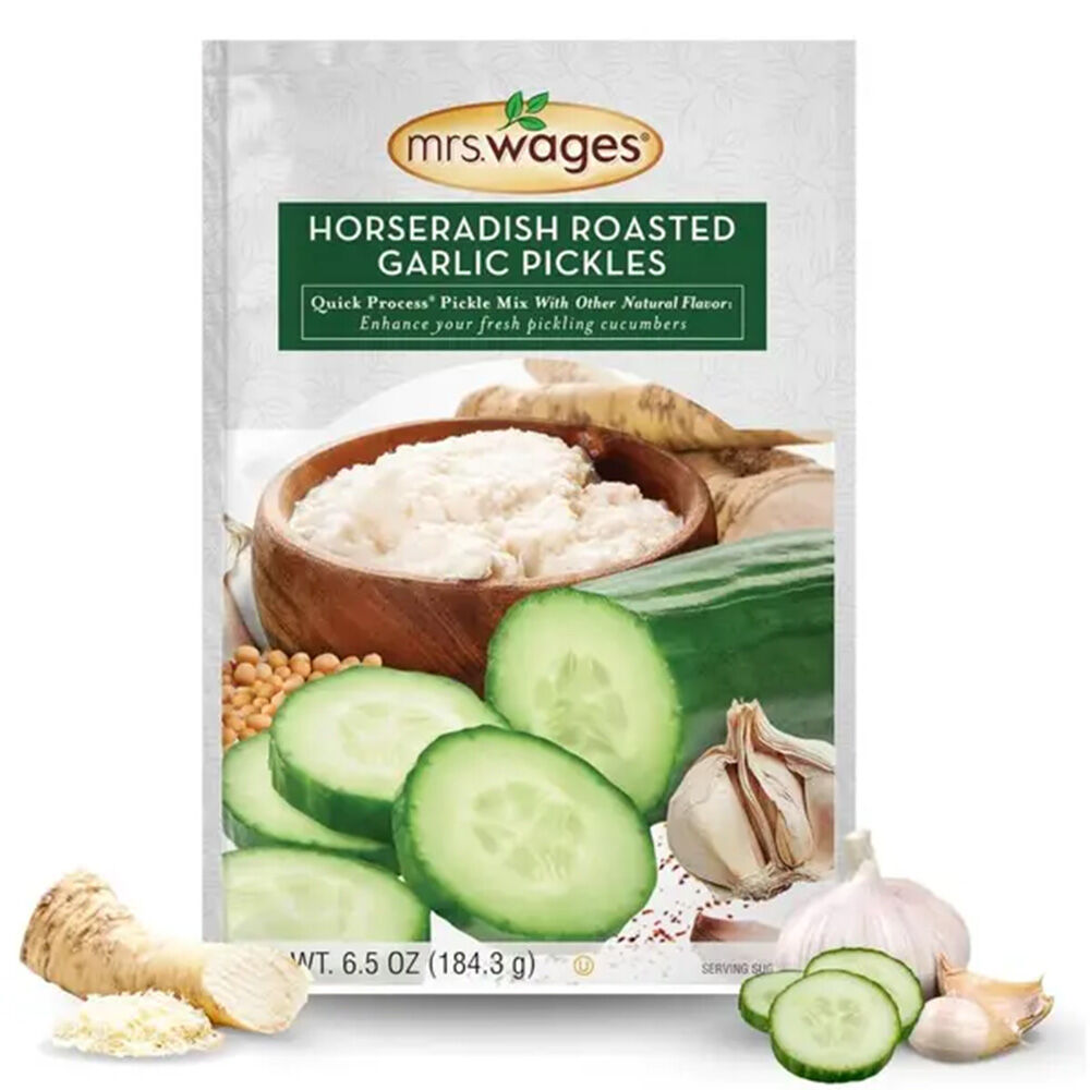 image of Horseradish Roasted Garlic Quick Process Pickle Mix, 6.5 oz