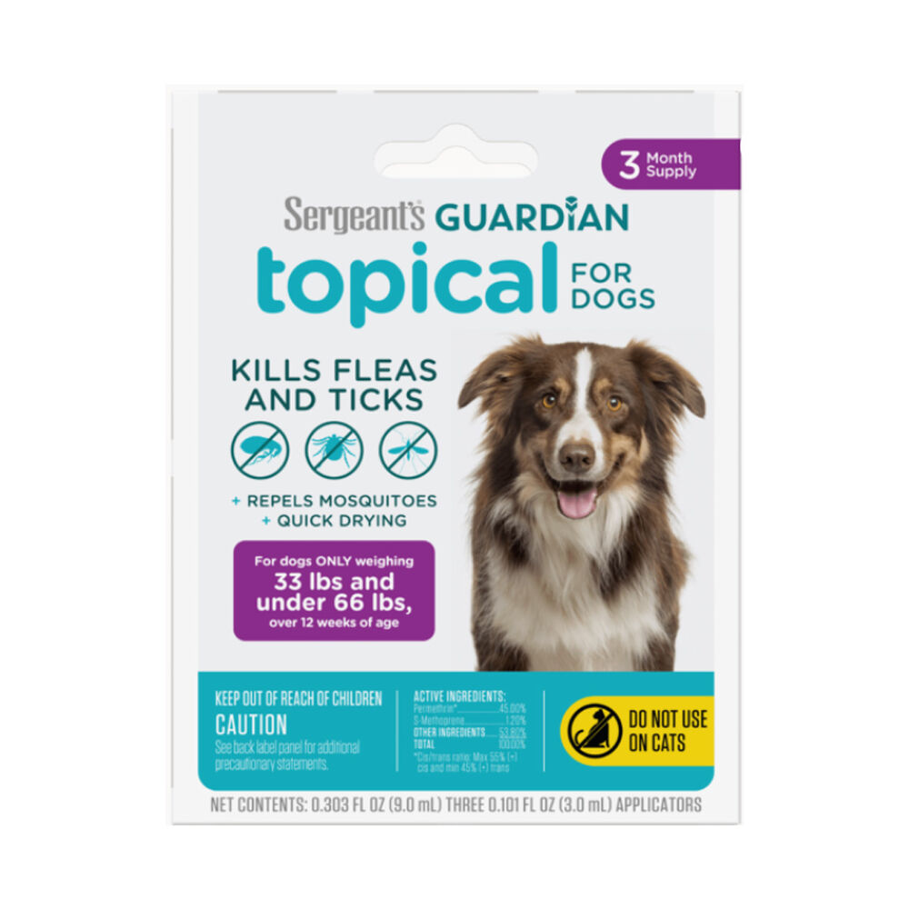 image of Flea & Tick Topical for Dogs, 33-66 lb, 3 ct