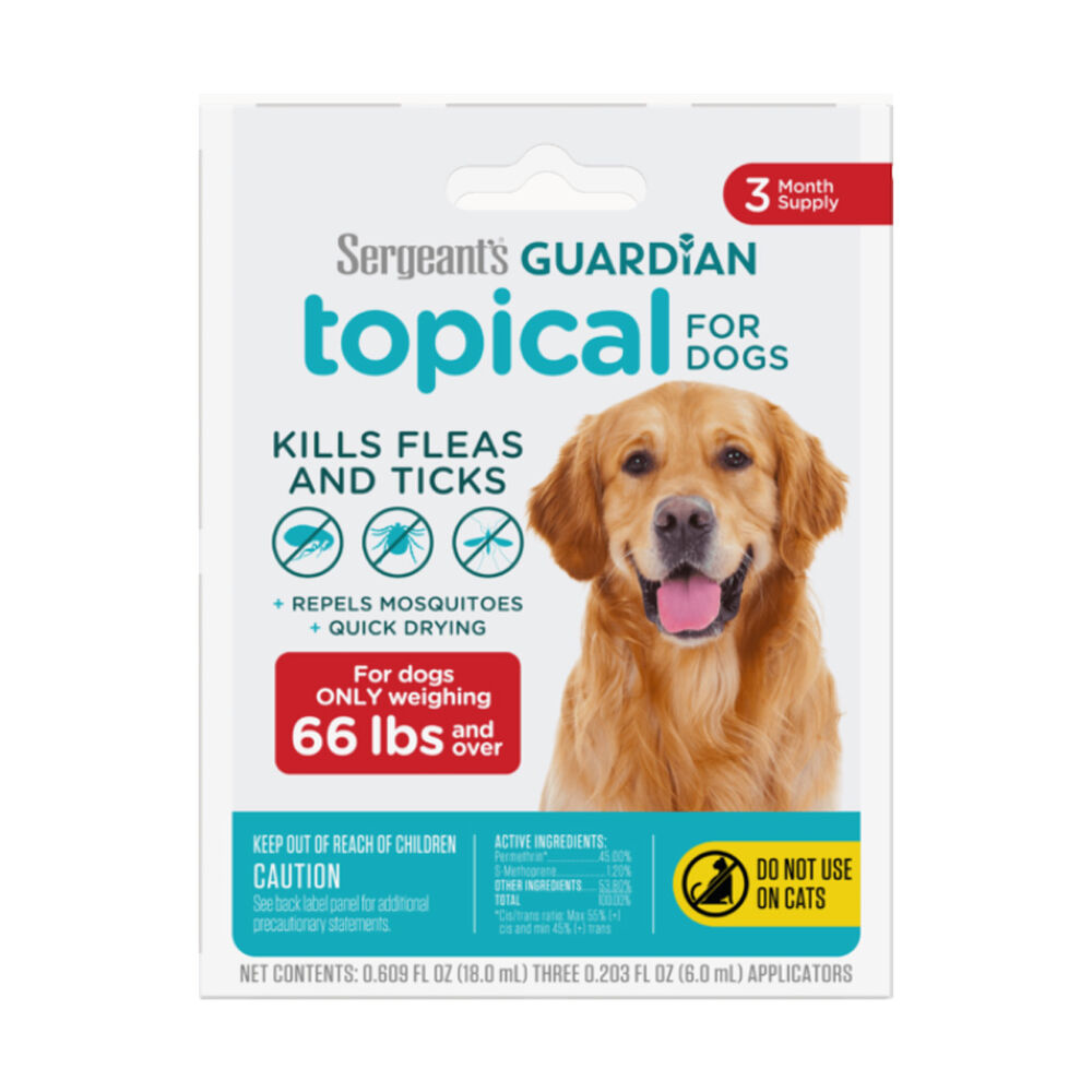 image of Flea & Tick Topical for Dogs, 66 lb and Over, 3 ct