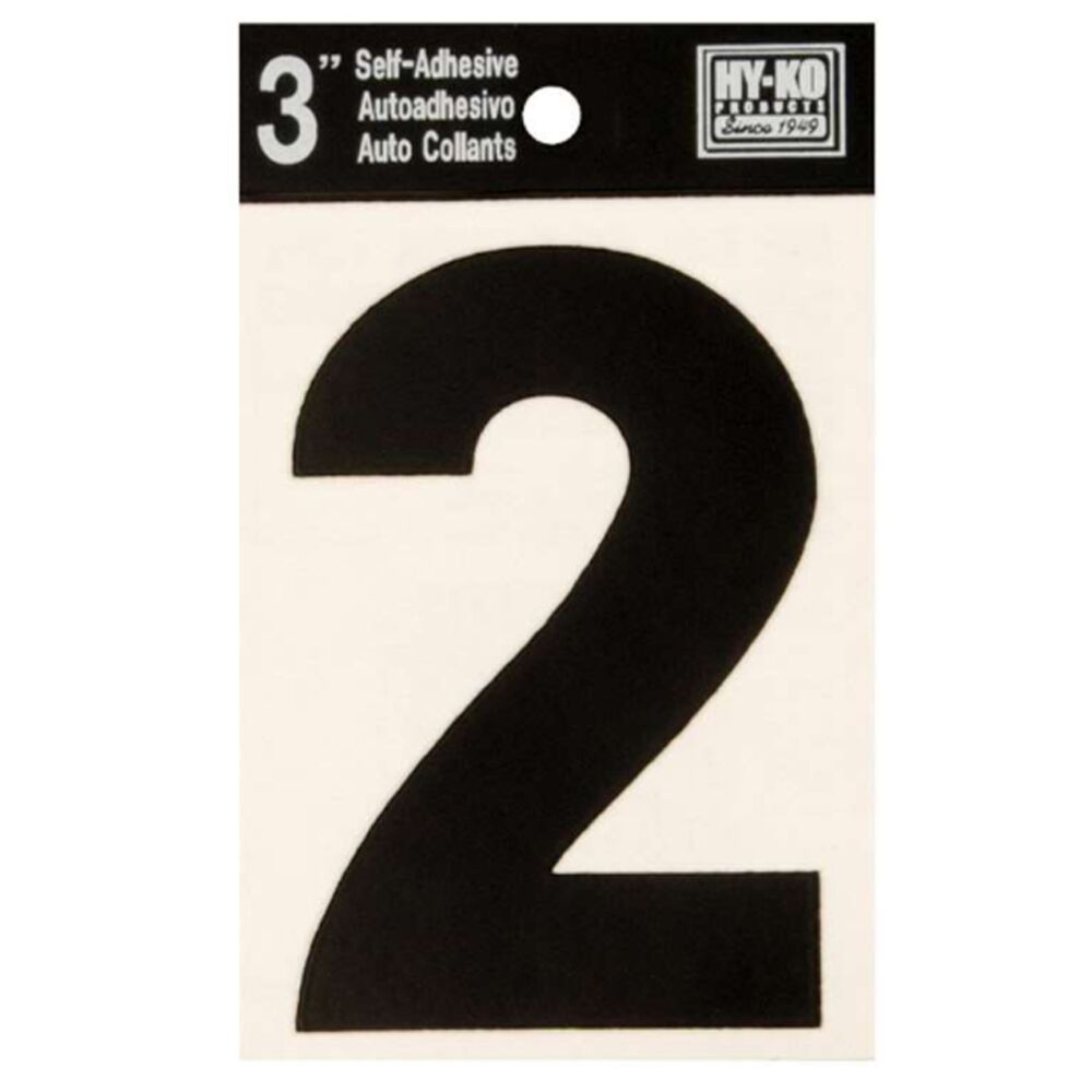 image of Black Vinyl Number 2 Self-Adhesive 