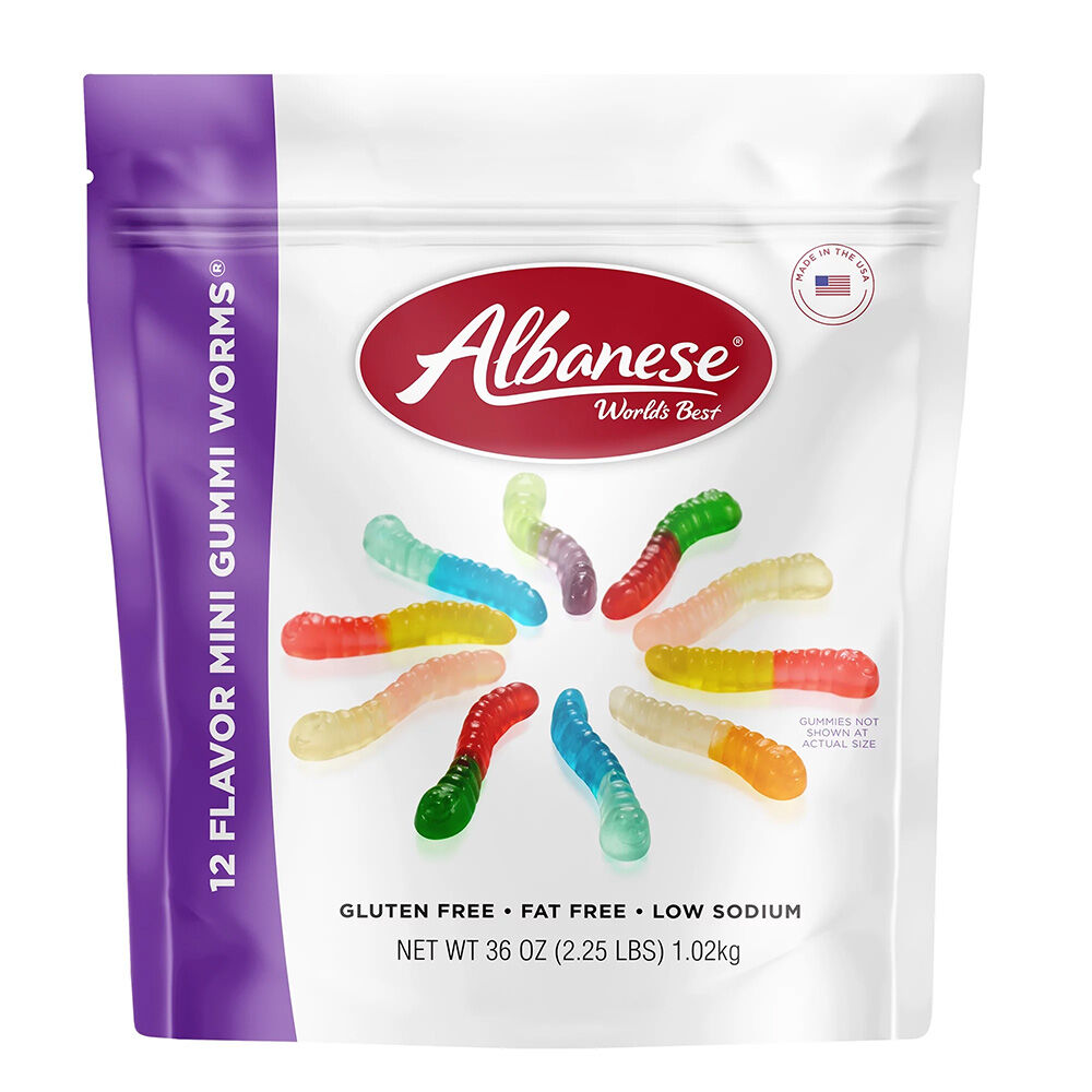 image of 36 oz World's Best 12 Flavor Gummi Worms
