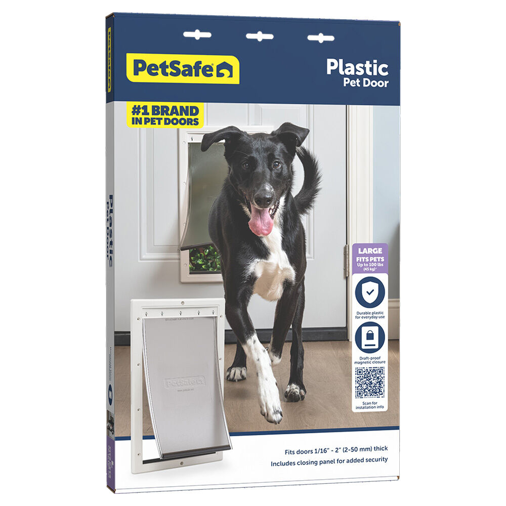 image of Plastic Pet Door, White, Large