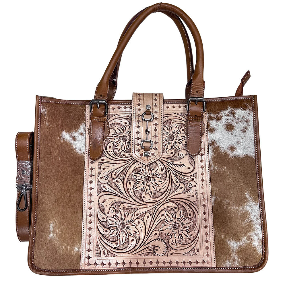 image of Women's Hairon Tooled Floral Tote Handbag