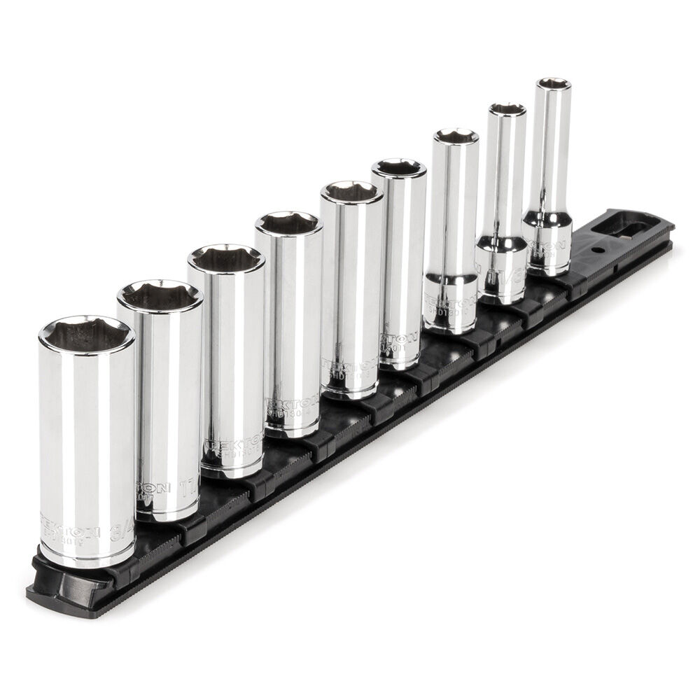 image of 3/8 in Drive Deep 6-Point Socket Set with Rail, 9 pc