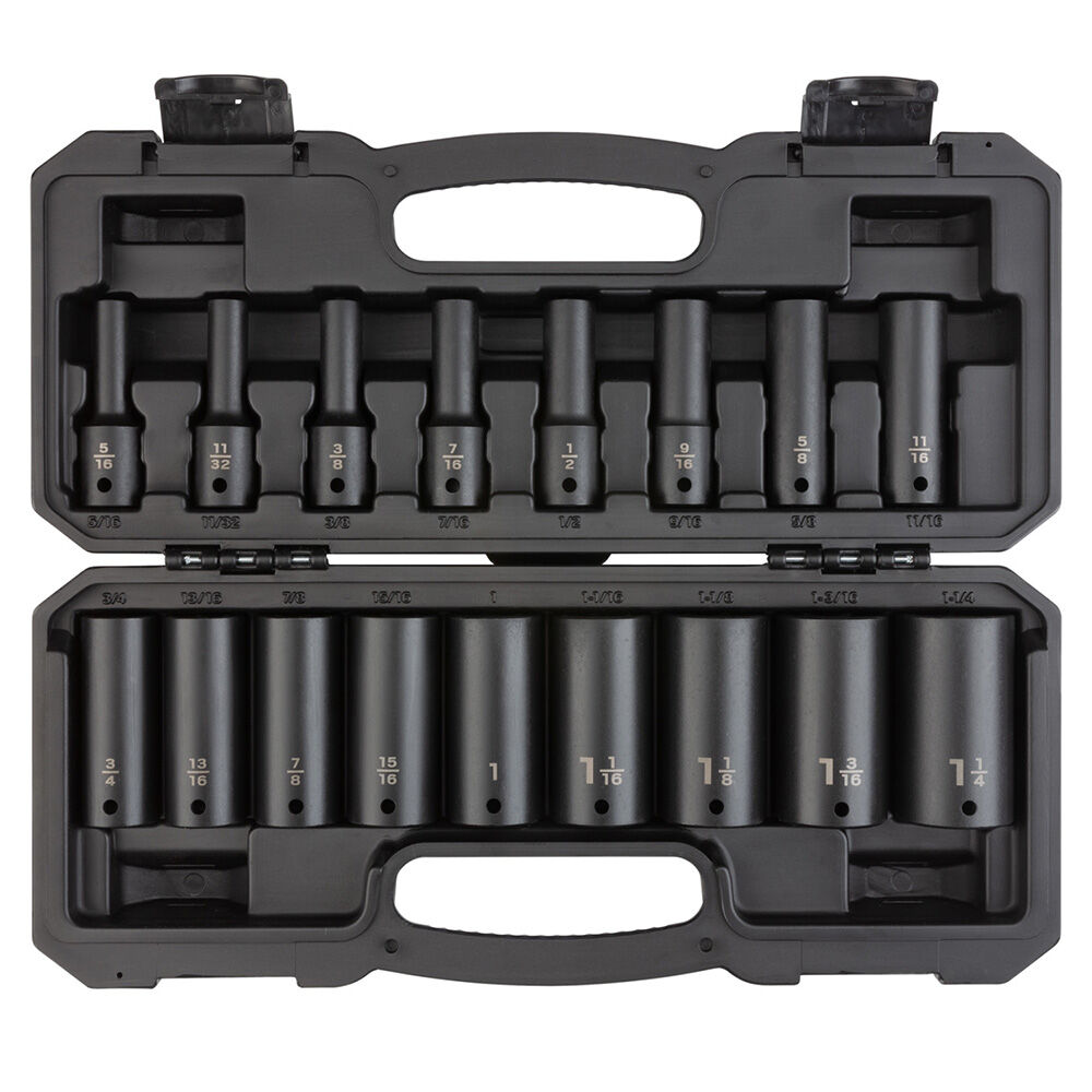 image of 1/2 in Drive Deep 6-Point Impact Socket Set with Case, 17 pc