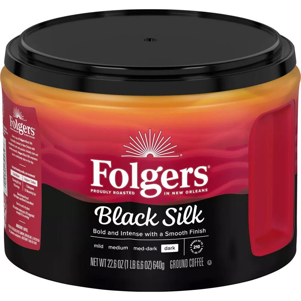 image of Dark Roast Ground Coffee, Black Silk, 22.6 oz