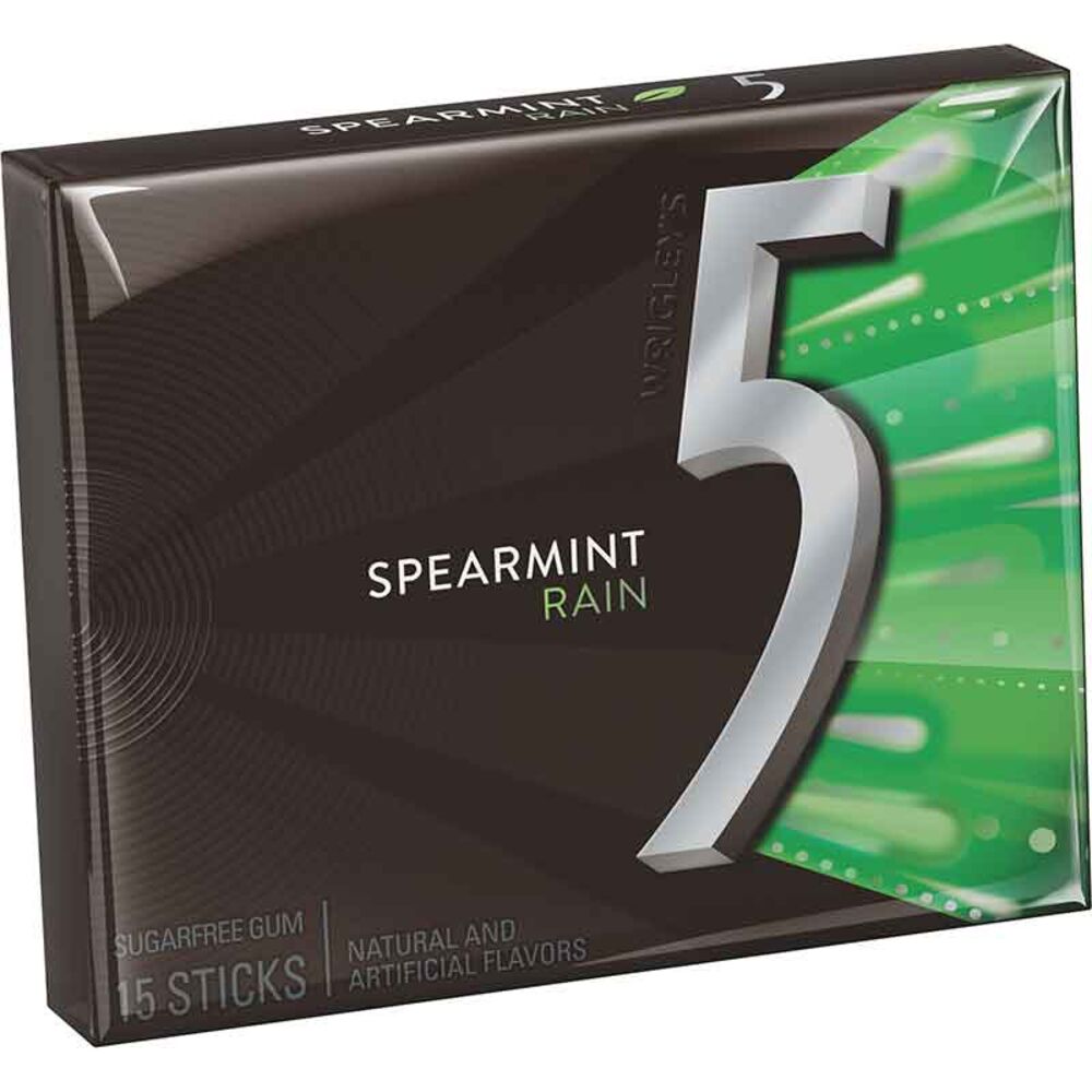 image of 15 ct 5 Spearmint Rain Sugar Free Gum