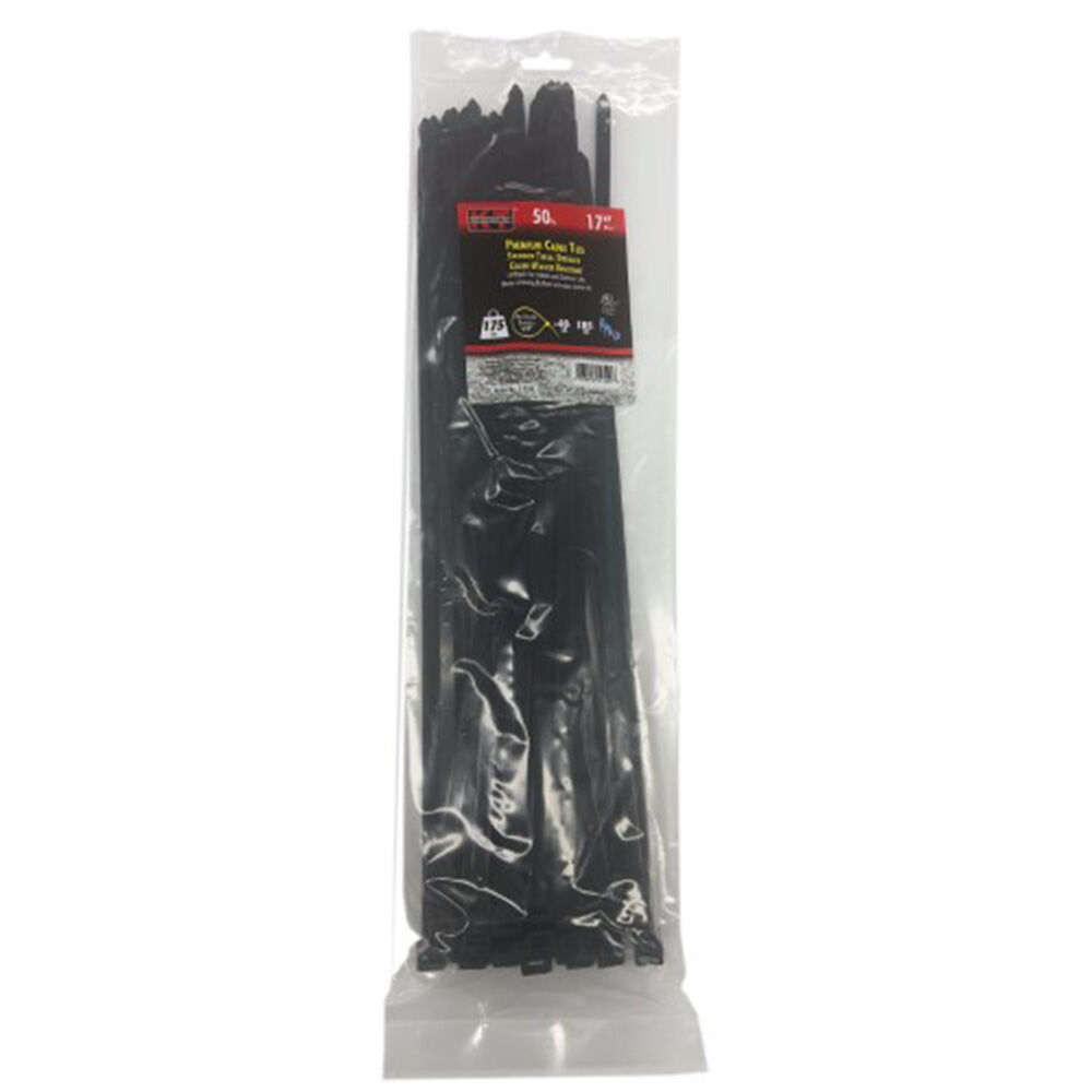 image of 17 in Extra Heavy Duty Premium Cable Ties, UV Black, 50 pc