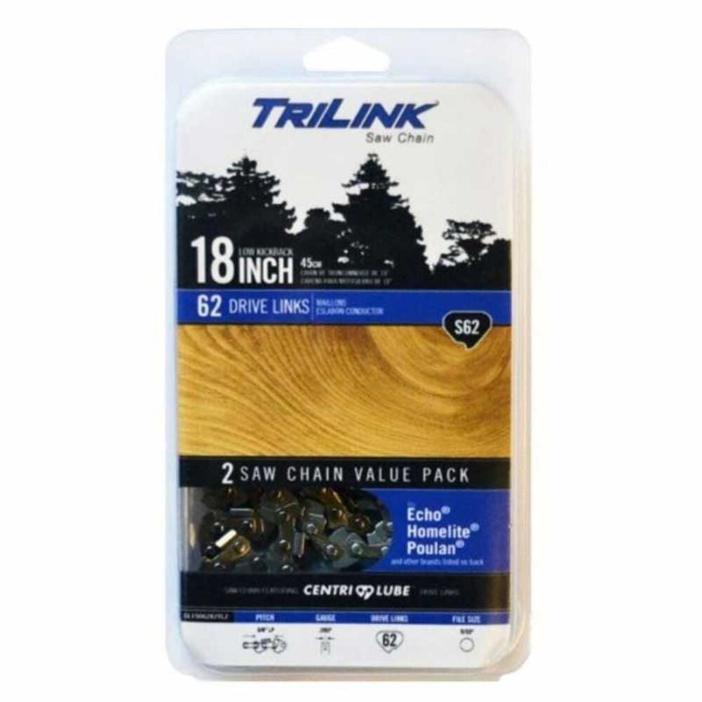image of 18-in S62 Semi Chisel Chainsaw Chain, 2 pack