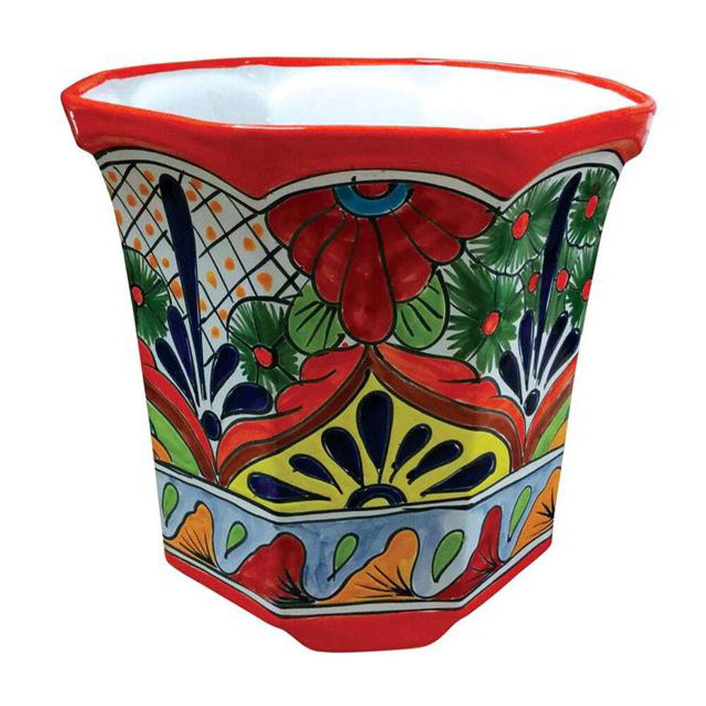 image of Assorted 12 in Octagonal Talavera Planter (Style May Vary)