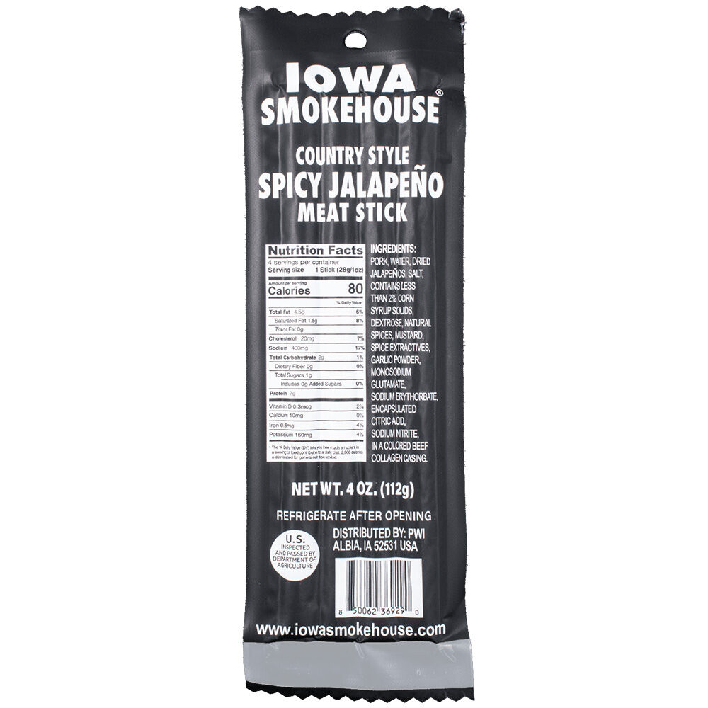 image of Country Style Spicy Jalapeño Meat Sticks, 4 oz