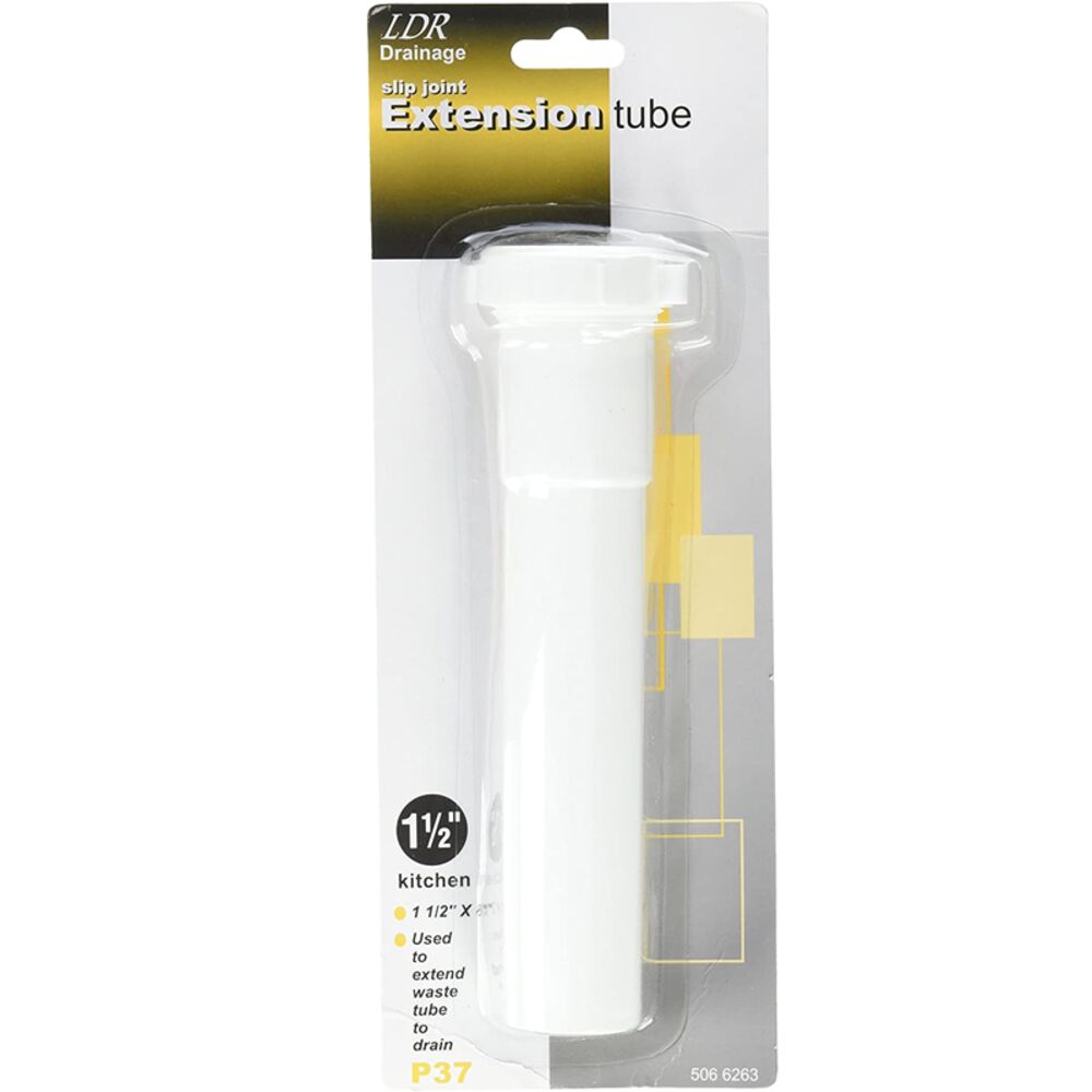 image of 5066263 1-1/2-Inch x 8-Inch PVC Slip Extension Includes Nut and Washer