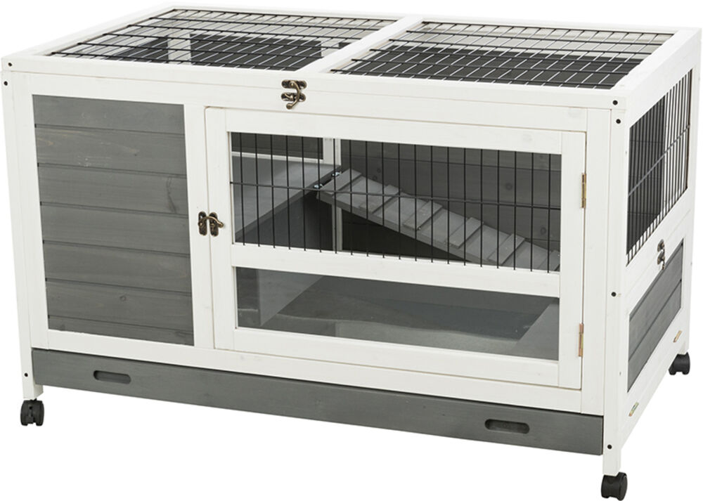 image of Natura Small 2-Story Hinged Mesh Top Indoor Rabbit Hutch