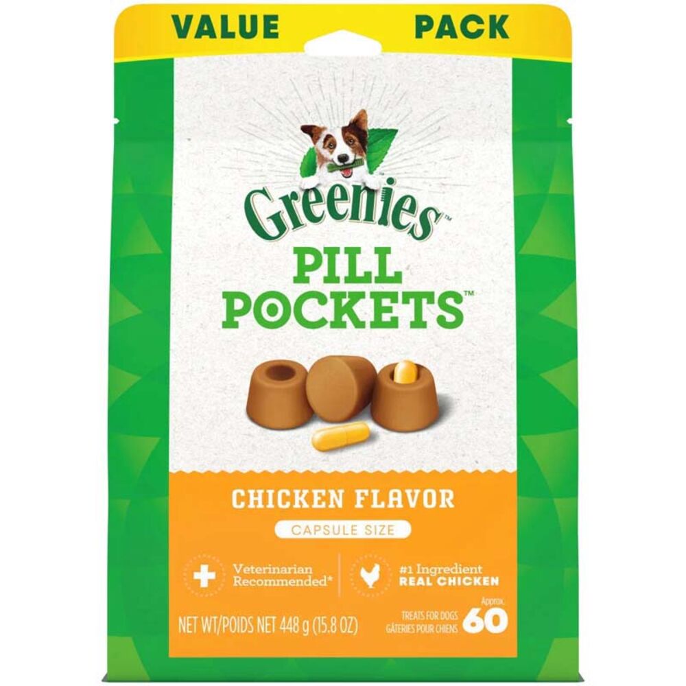 image of Pill Pockets Treats for Dogs Chicken Flavor Capsule, 16 oz