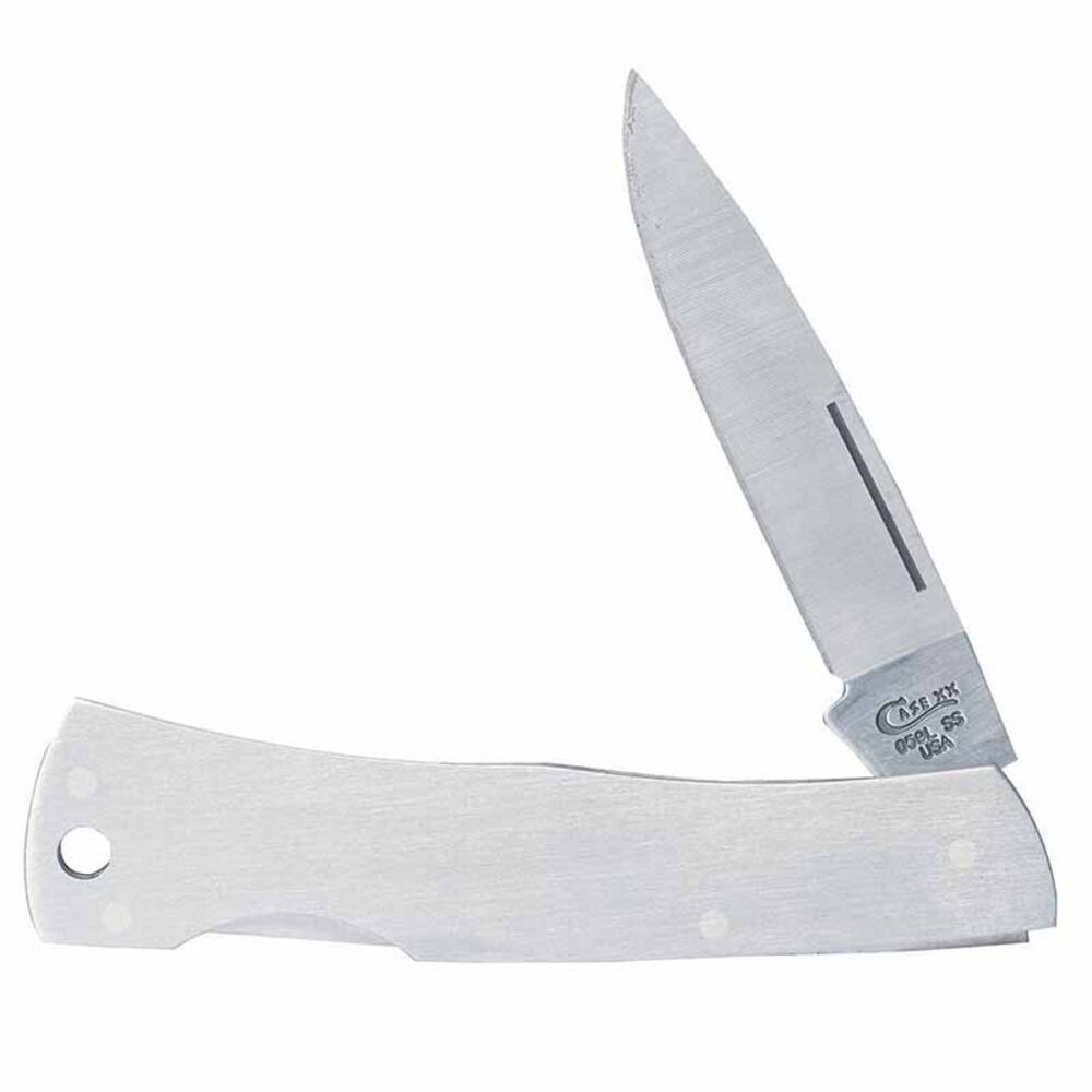 image of Brushed Stainless Steel Executive Lockback Knife with Lanyard Hole