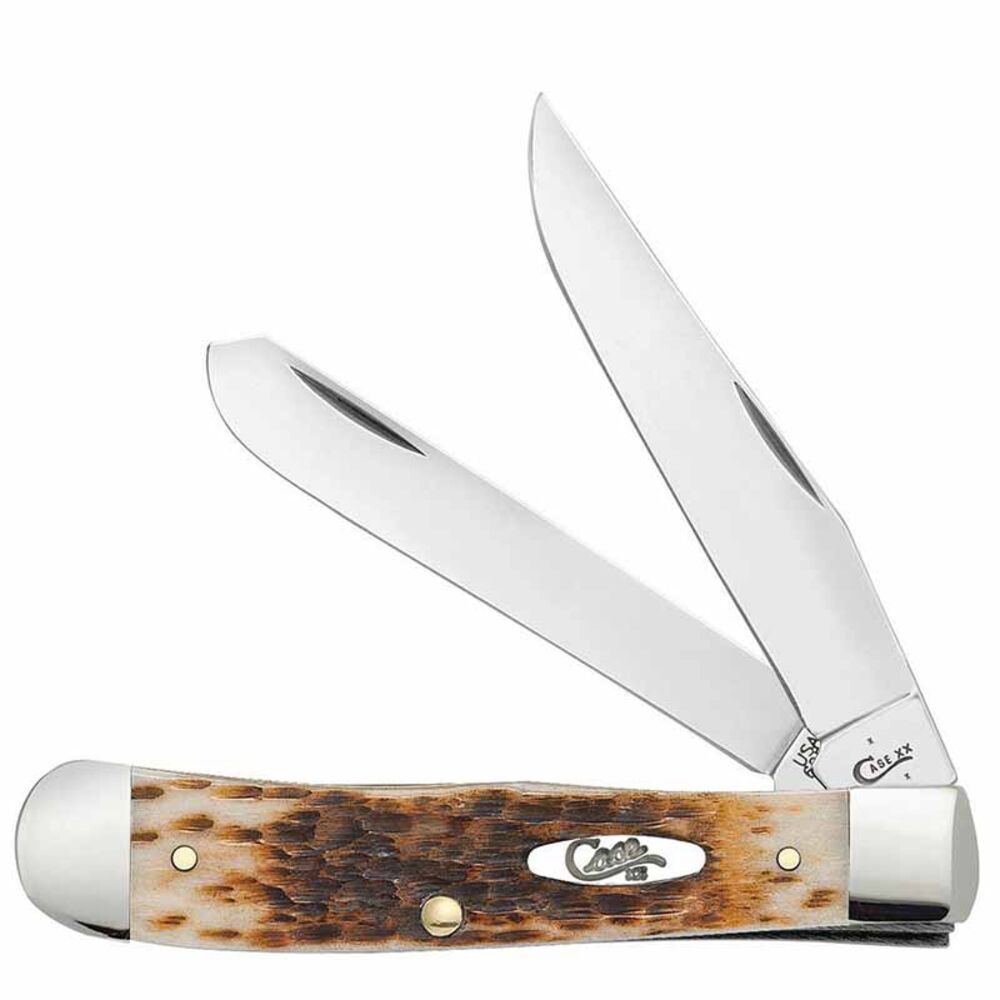 image of Amber Bone Peach Seed Jig Chrome Vanadium Trapper Knife