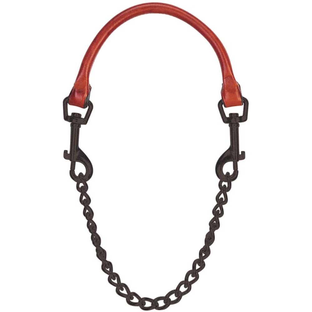 image of Leather and Chain Goat Collar, Chestnut, 24-inch