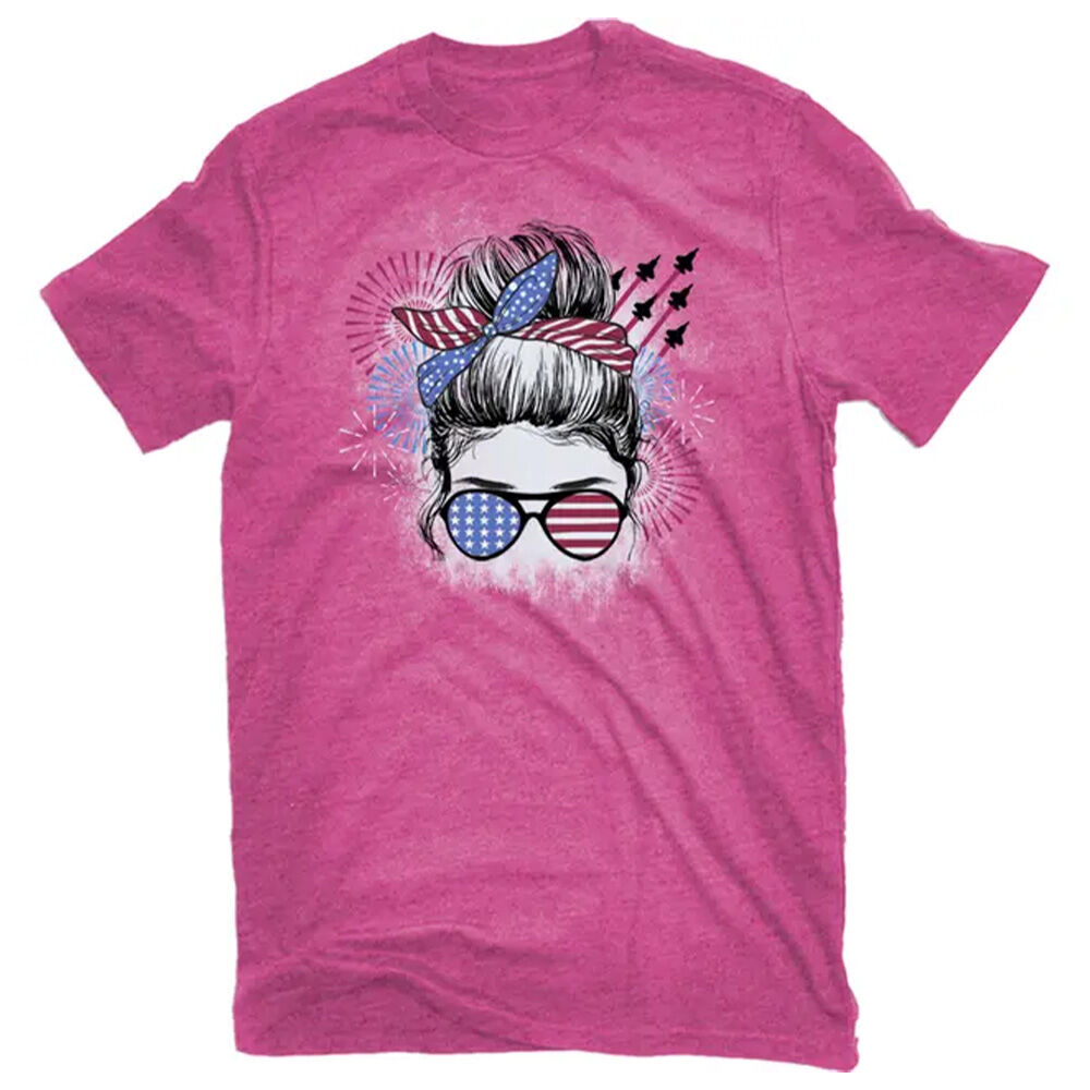 image of Women's USA Bun Girl Fireworks T-Shirt