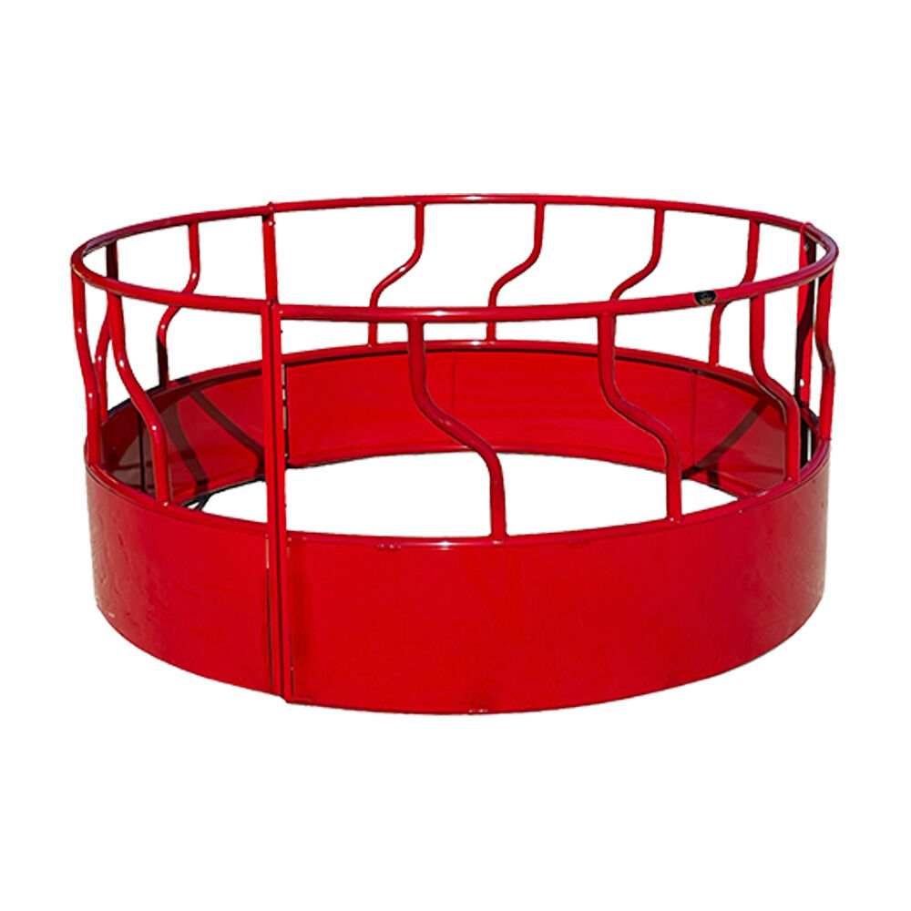 image of 8 ft 3 Piece S-Bar Red Hay Feeder with Metal Hay Saver