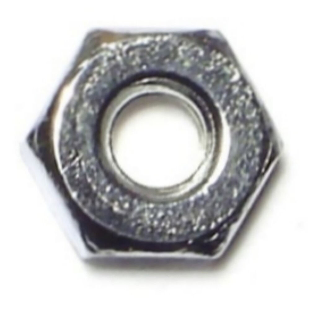 image of Hex Machine Screw Nuts, 8-32, Chrome, 2-Piece