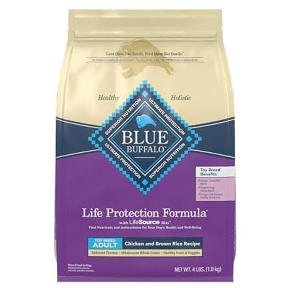 image of BLUE Life Protection Formula Dog Dry Food Toy Breed Chicken and Brown Rice Recipe, 4 lb