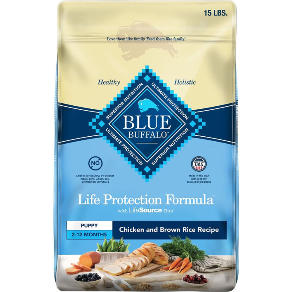 image of BLUE Life Protection Formula Dry Dog Food Puppy Chicken and Brown Rice, 15 lb