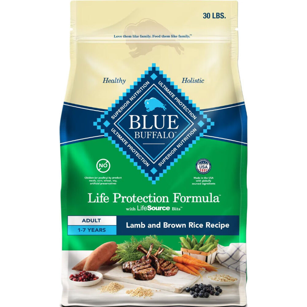 image of BLUE Life Protection Formula Adult Dog Dry Food Lamb and Brown Rice, 30 lb