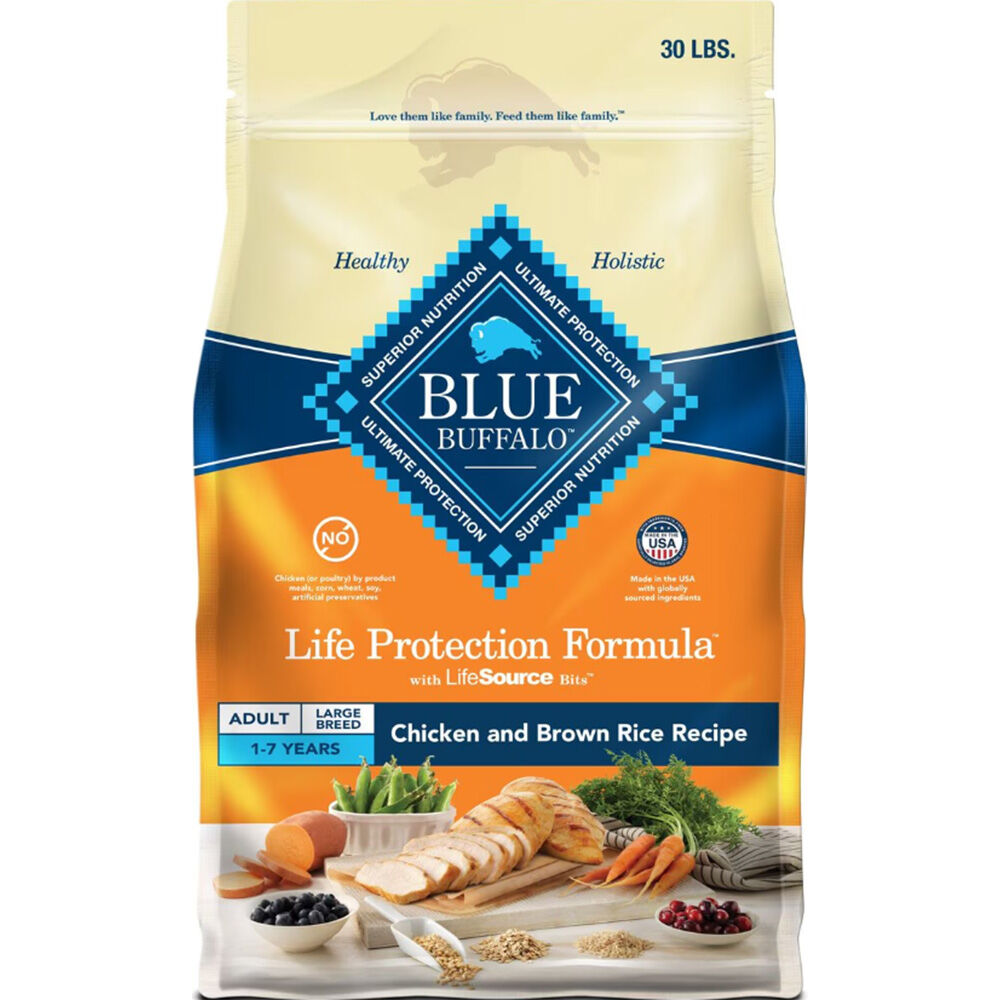 image of BLUE Life Protection Formula Large Breed Adult Dog Chicken and Brown Rice, 30 lb