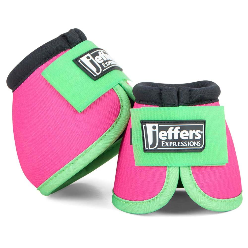image of Expression No -Turn Bell Boots for Horses - Pair - Pink/Lime - Large