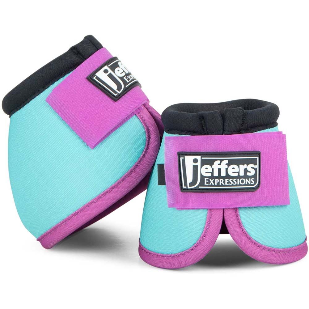 image of Expression No -Turn Bell Boots for Horses - Pair - Turquoise/Purple - Large