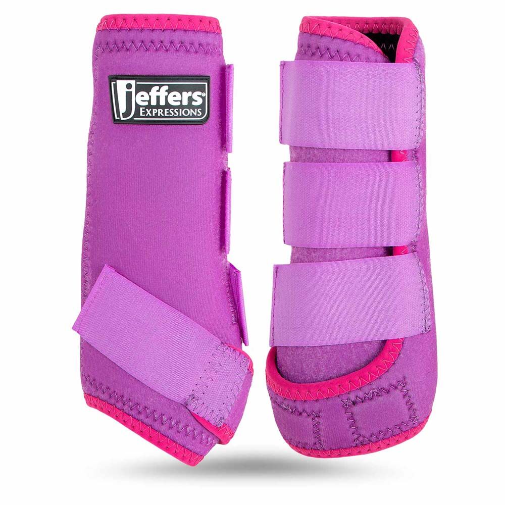 image of Protective Horse Boots - Pair - Purple/Pink - Small
