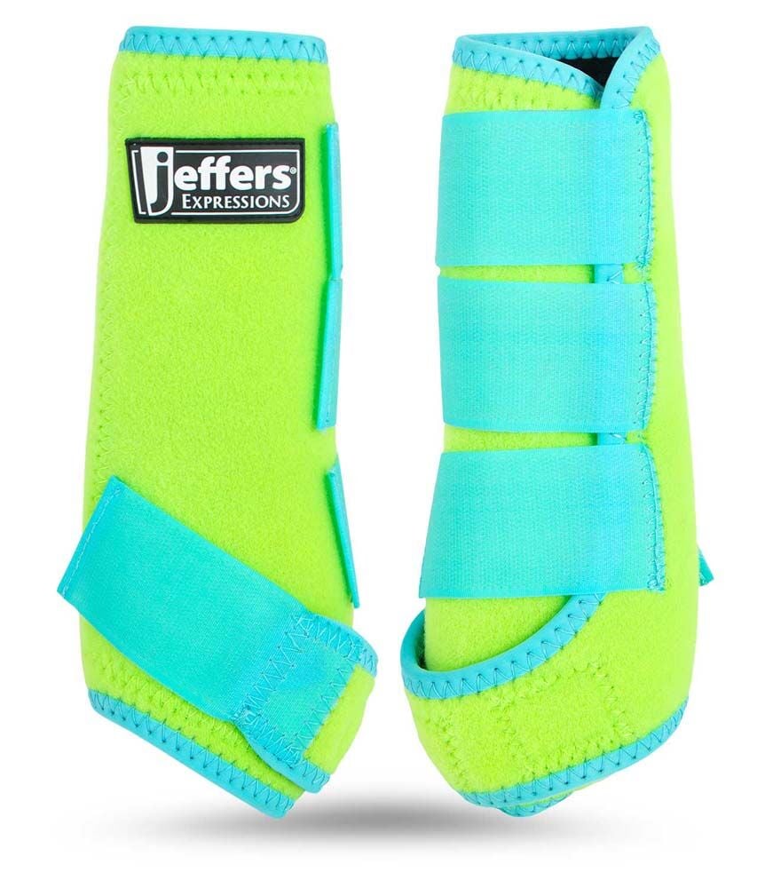 image of Protective Horse Boots - Pair - Lime/Turq - Medium