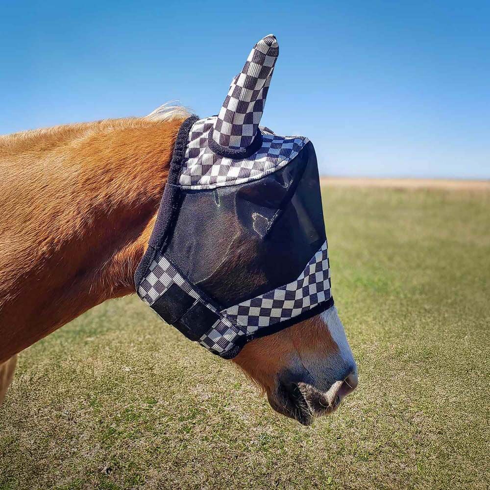 image of Expression Deluxe Mesh Fly Mask with Ears - Skater Cowgirl - Oversize