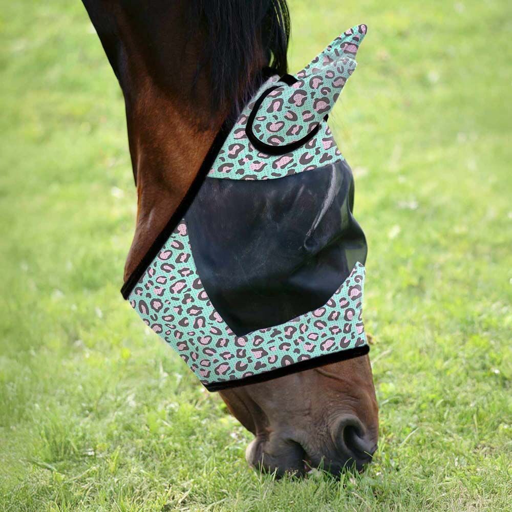 image of Expression Deluxe Mesh Fly Mask with Ears - Party Cheetah - Oversize
