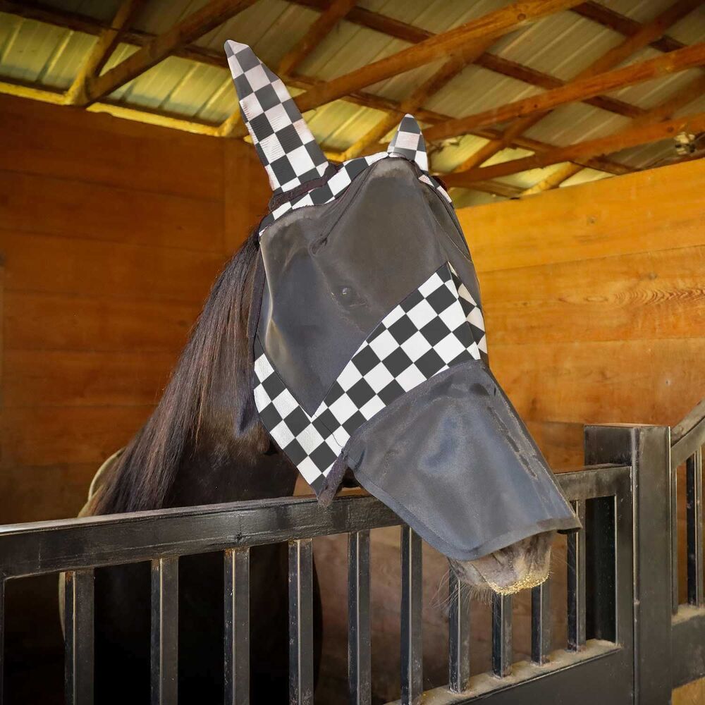 image of Expression Deluxe Mesh Fly Mask with Ears and Nose - Skater Cowgirl - Cob