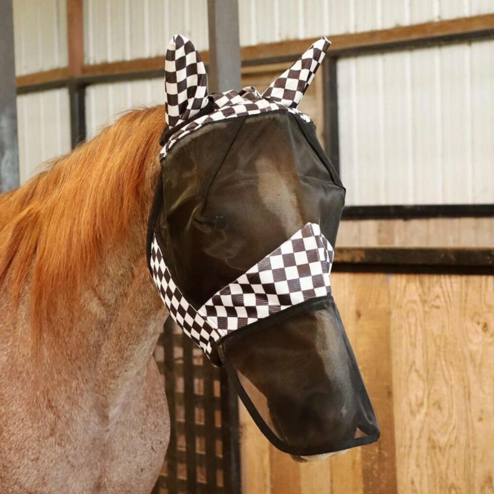 image of Expression Deluxe Mesh Fly Mask with Ears and Nose - Skater Cowgirl - Oversize