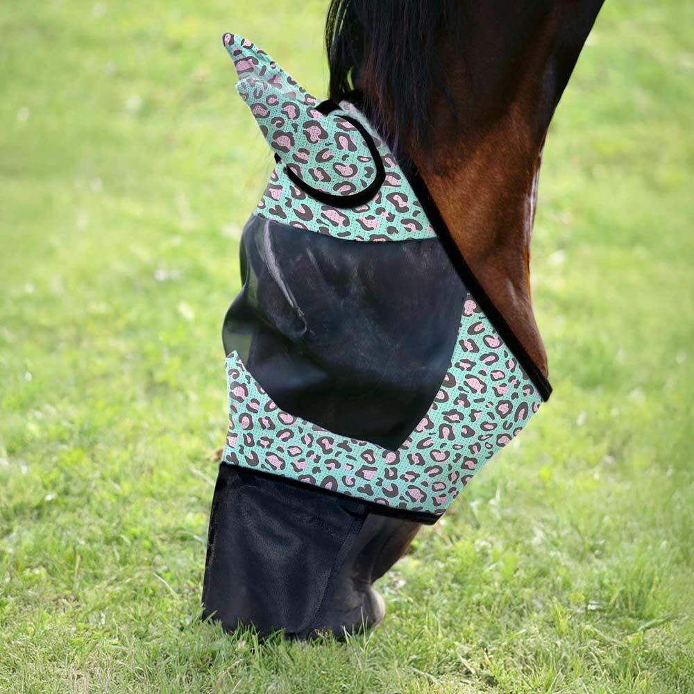image of Expression Deluxe Mesh Fly Mask with Ears and Nose - Party Cheetah - Full